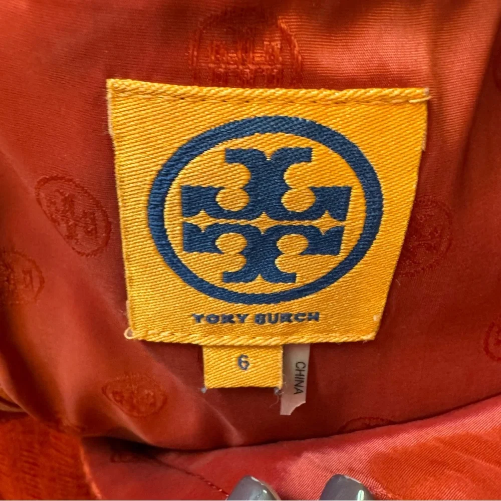 Tory Burch Orange Herringbone Merino‎ Wool Blend Dress